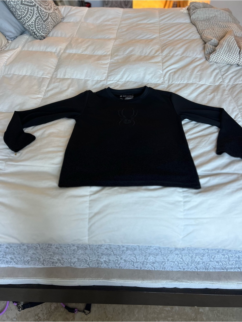 Spyder Black Athletic Crewneck Top with Subtle Spider Accent